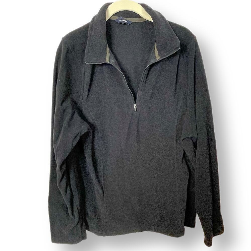 Lands' End half zip popover fleece L black ladies Polartec